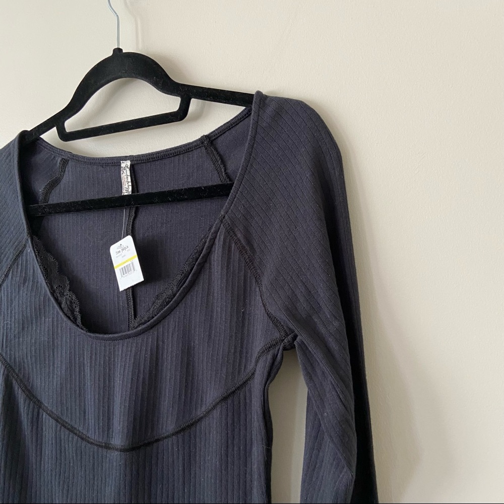 NWT-Free People Lace Layering Long Sleeve Top - Picture 6 of 11